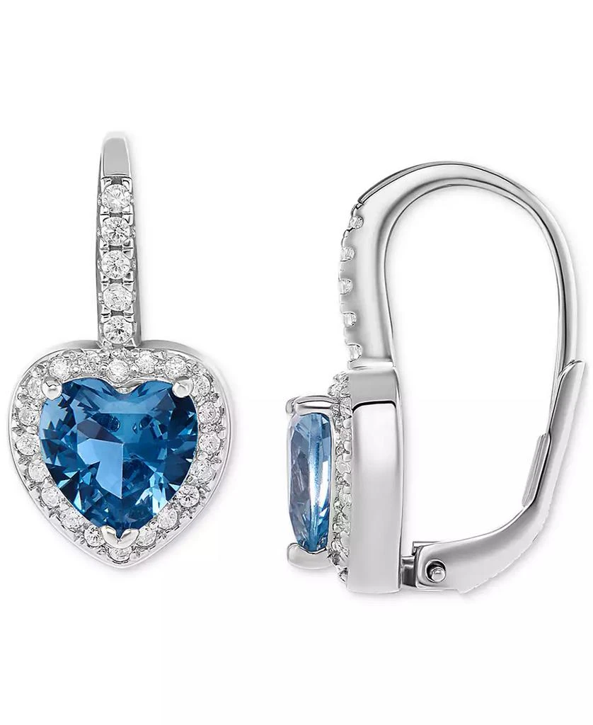 商品Giani Bernini|Cubic Zirconia Heart Halo Leverback Earrings in Sterling Silver, Created for Macy's,价格¥143,第1张图片