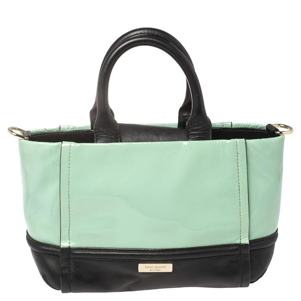 商品[二手商品] Kate Spade|Kate Spade Mint Green/Black Patent and Leather Chelsea Park Gigi Tote,价格¥1524,第4张图片详细描述