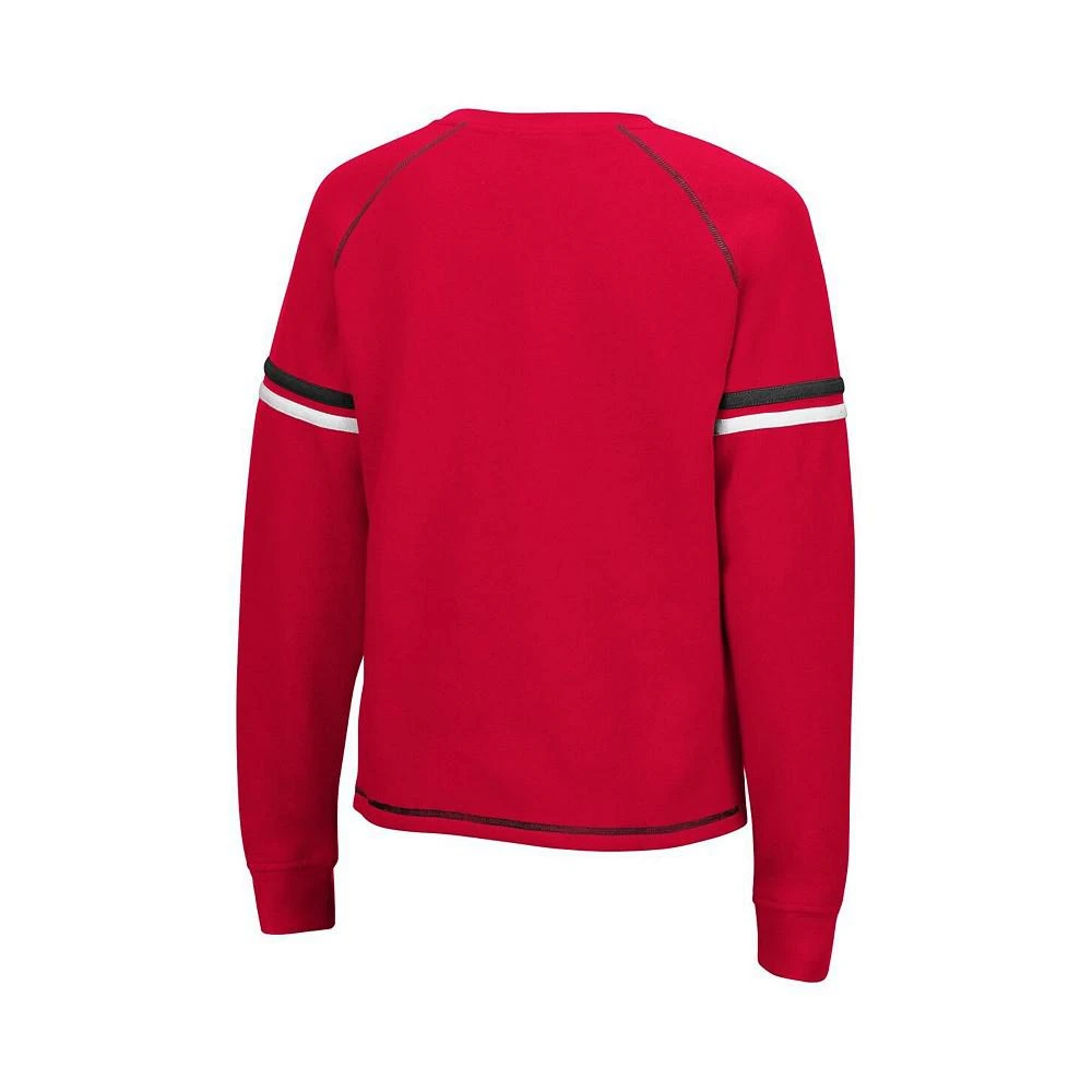 商品Colosseum|Women's Scarlet Nebraska Huskers Sweep Pass Sleeve Stripe Raglan Pullover Sweatshirt,价格¥255,第3张图片详细描述