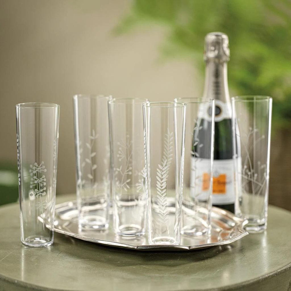商品Zodax|Assorted Botanical Etched Flutes, Set of 6,价格¥744,第3张图片详细描述