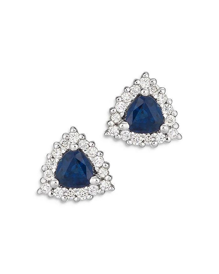 商品Bloomingdale's|Blue Sapphire & Diamond Halo Stud Earrings in 14K White Gold - 100% Exclusive,价格¥19060,第1张图片