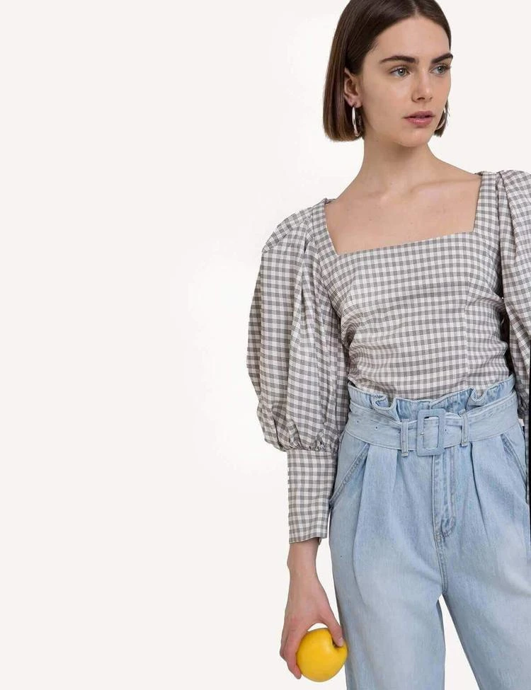 Eli Plaid Puffy Sleeve Button Shirt 商品
