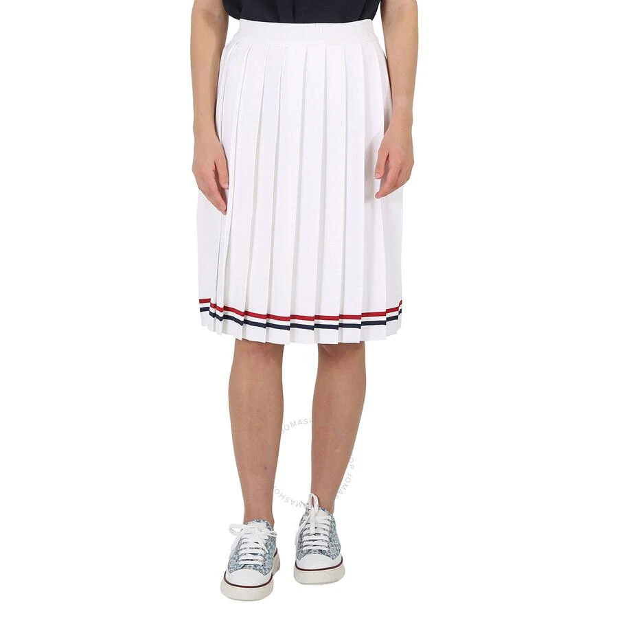 商品Thom Browne|White Elite Pleated Midi Skirt,价格¥2112,第1张图片