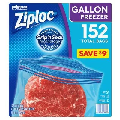 商品Ziploc|Ziploc Gallon Freezer Bags with New Stay Open Design, 152 ct.,价格¥101,第1张图片