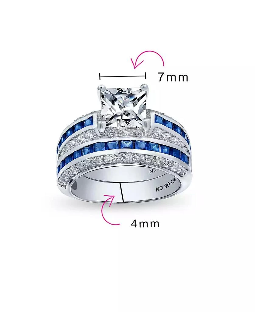 商品Bling Jewelry|3CT Art Deco Style Square Princess Cut Solitaire Clear CZ Promise Ring Set For Women Sterling Silver,价格¥374,第4张图片详细描述