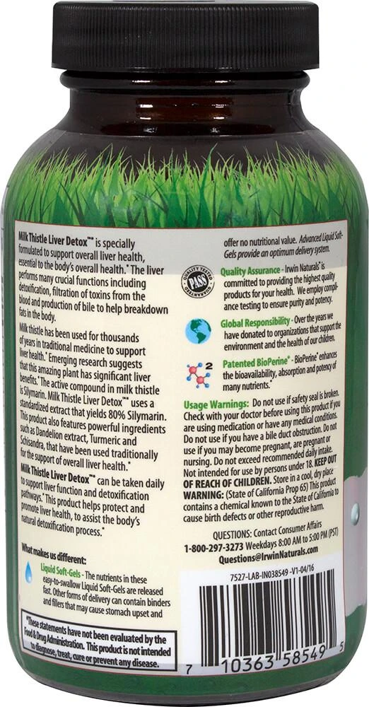 商品Irwin Naturals|Herbal Supplements: Milk Thistle Liver Detox*,价格¥142,第2张图片详细描述