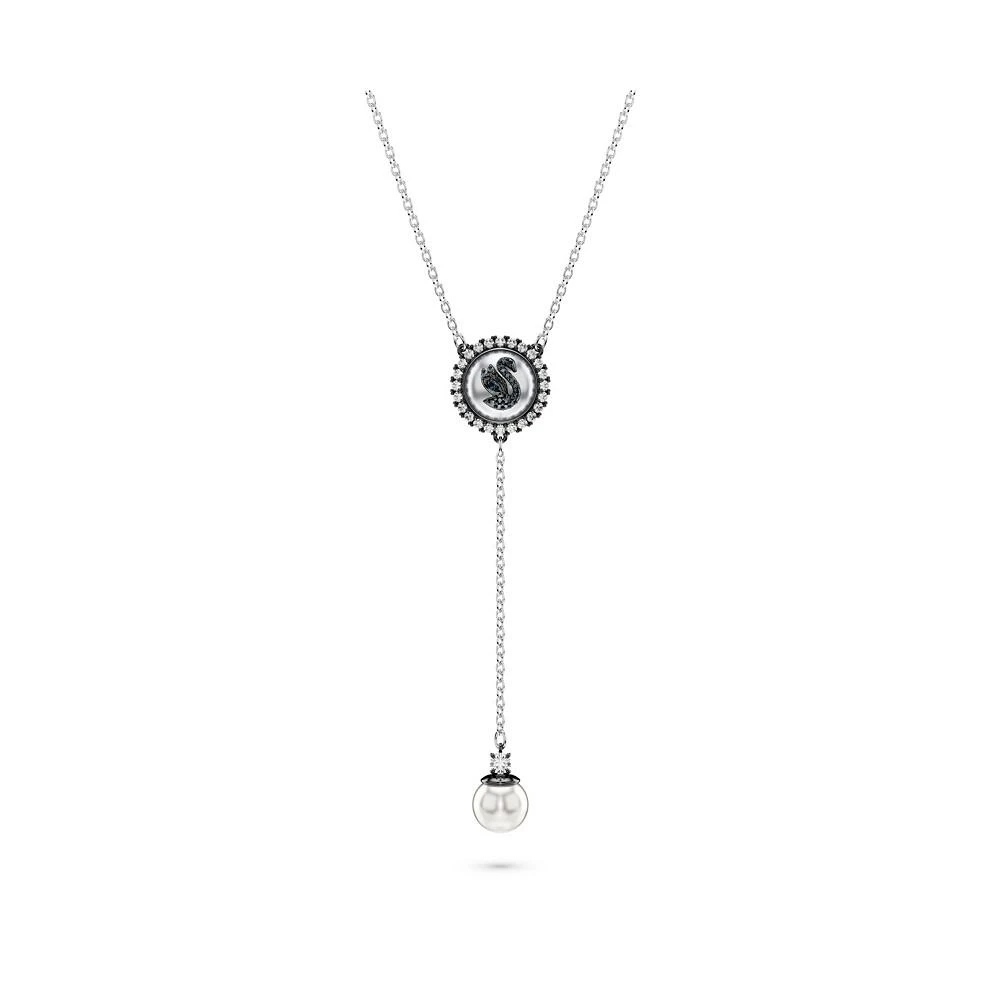 商品Swarovski|Swan, Gray, Rhodium Plated Iconic Swan Y Pendant Necklace,价格¥1462,第1张图片