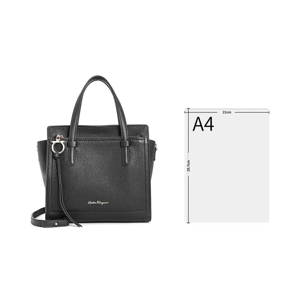 SALVATORE FERRAGAMO 女士黑色小牛皮徽标手提可单肩包 21-F478-720533 商品