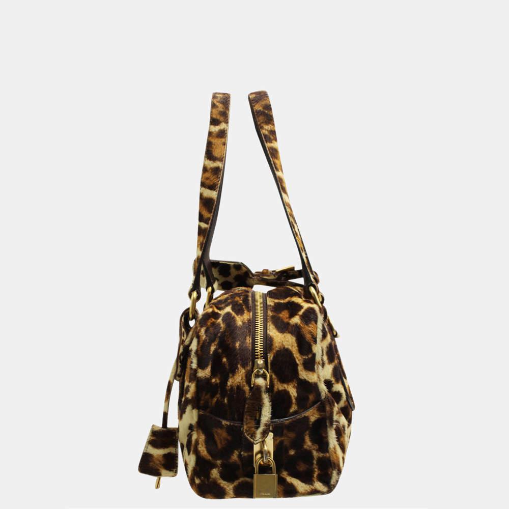 Prada Calf Hair Leopard Print Shoulder Bag商品第5张图片规格展示