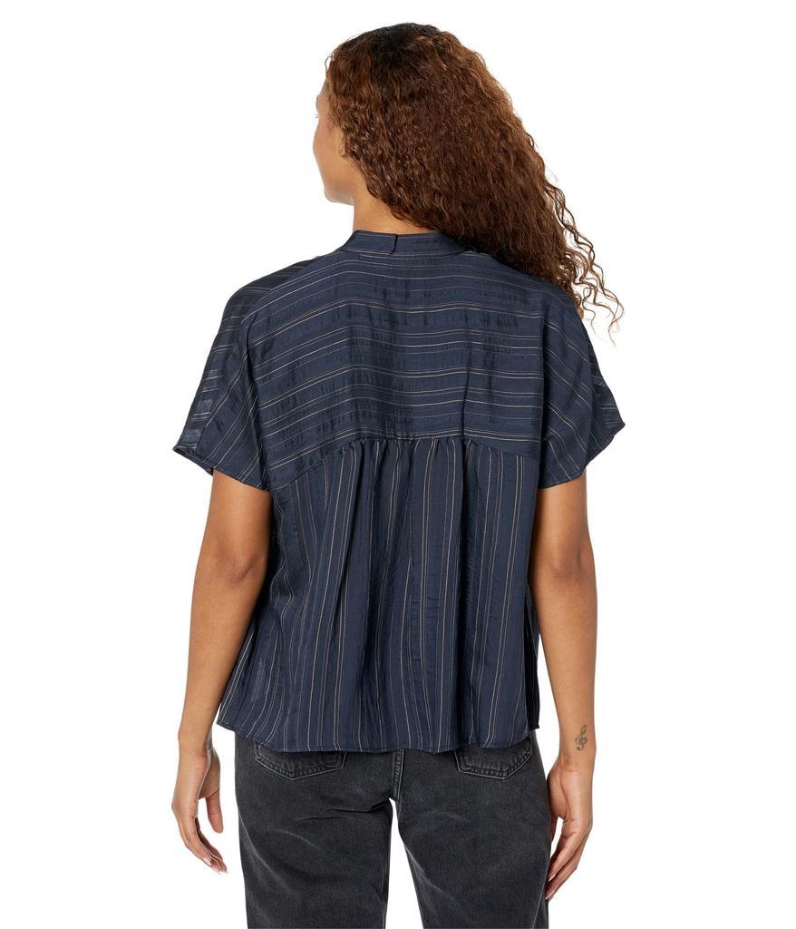 商品Vince|Short Sleeve Drapey Stripe Shirred Blouse,价格¥763-¥1361,第4张图片详细描述