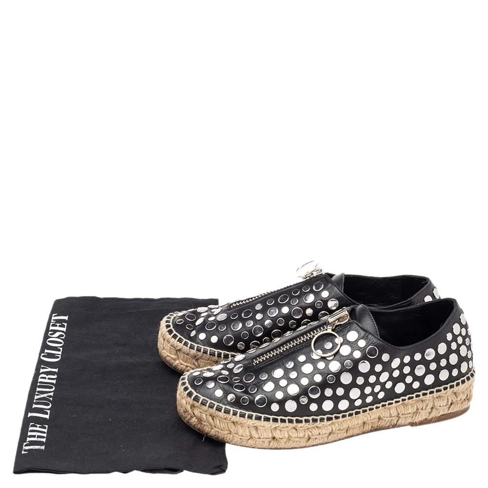 Alexander Wang Black Embellished Leather Platform Espadrille Flats Size 38 商品