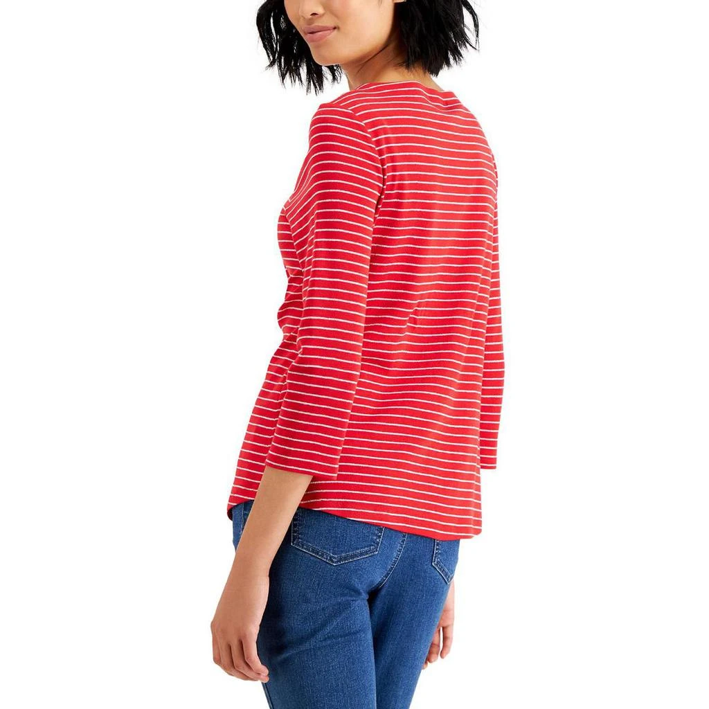 商品Charter Club|Charter Club Womens Petites Metallic Striped T-Shirt,价格¥31,第2张图片详细描述