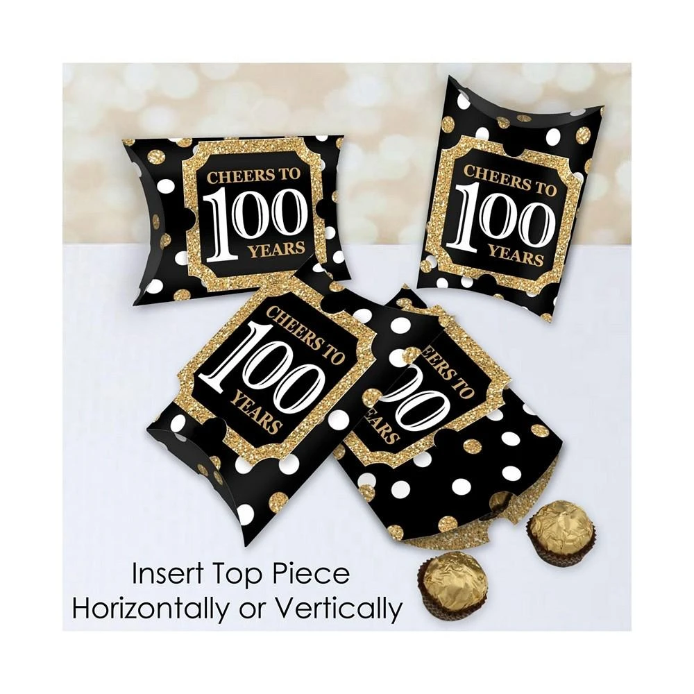 商品Big Dot of Happiness|Adult 100th Birthday - Gold - Favor Gift Boxes - Birthday Party Large Pillow Boxes - Set of 12,价格¥127,第3张图片详细描述