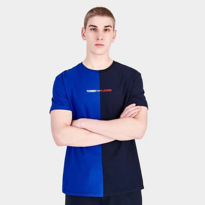 商品Tommy Hilfiger|Men's Tommy Jeans Split Linear Logo Short-Sleeve T-Shirt,价格¥186,第3张图片详细描述