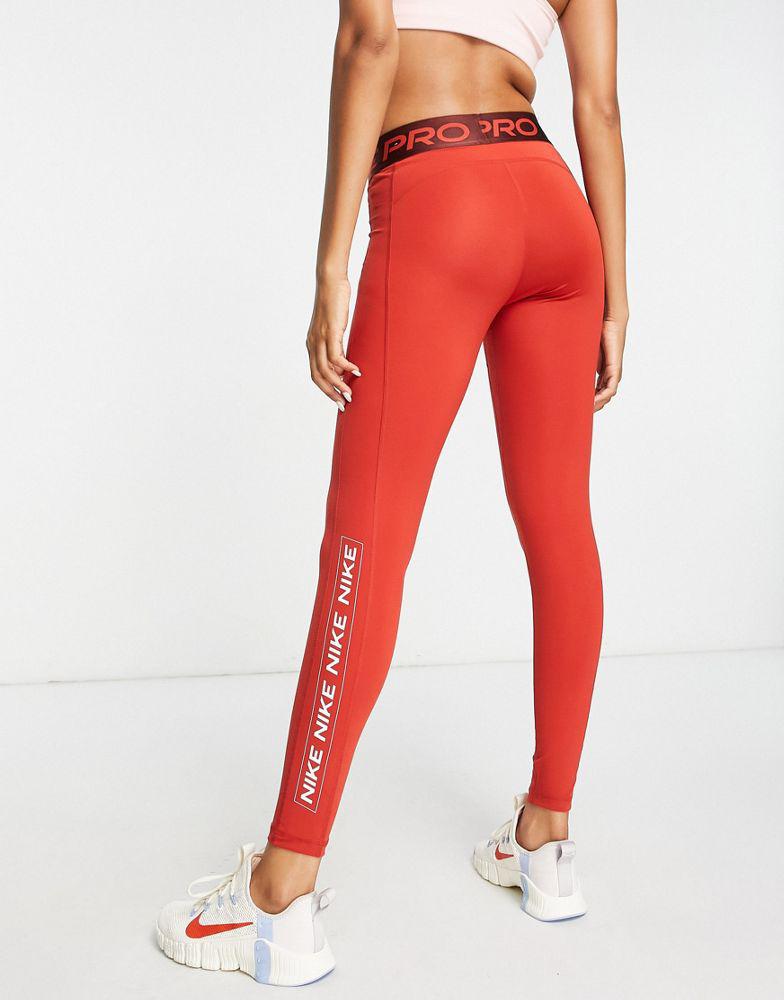 Nike Training Pro Dri-FIT graphic mid rise leggings in red商品第3张图片规格展示