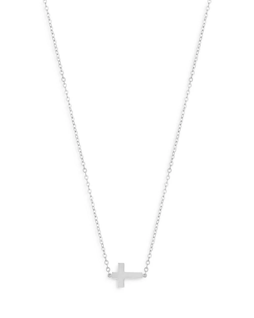 商品Bloomingdale's|Small Cross Pendant Necklace in 14K White Gold, 18" - Exclusive,价格¥2128,第1张图片详细描述