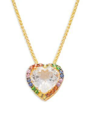 商品Effy|14K Goldplated Sterling Silver & Multi Stone Heart Pendant Necklace,价格¥2519,第1张图片