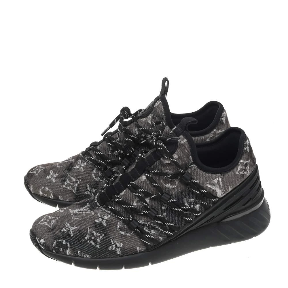 商品[二手商品] Louis Vuitton|Louis Vuitton Black Monogram Tie Dye Denim Fastlane Sneakers Size 40,价格¥3123,第4张图片详细描述