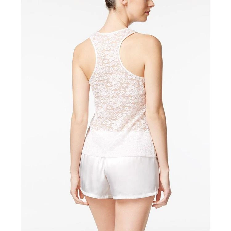 商品Linea Donatella|Stretch Lace Tank Top and Bride-Emboidered Shorts Pajama Set,价格¥180,第3张图片详细描述