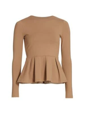 商品Susana Monaco|Long Sleeve Crew Peplum Top,价格¥249,第3张图片详细描述