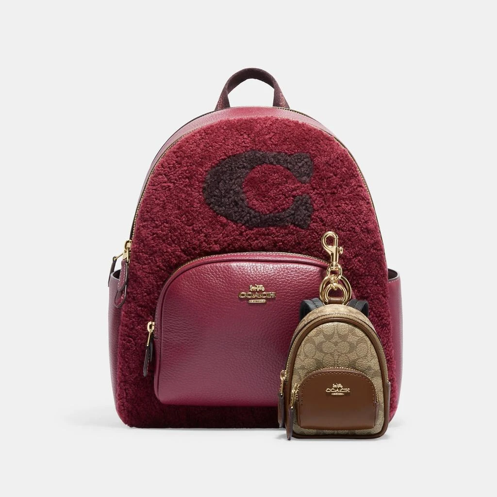 商品Coach|Coach Outlet Mini Court Backpack Bag Charm In Signature Canvas,价格¥489,第2张图片详细描述