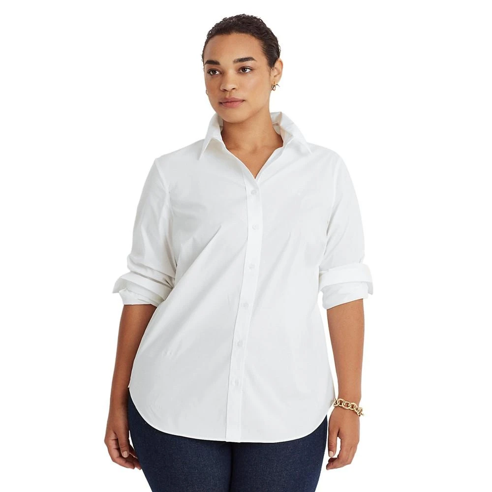 商品Ralph Lauren|Plus-Size Easy Care Cotton Shirt,价格¥680,第1张图片