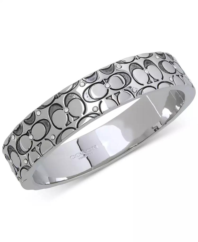 Coach Silver-Tone Crystal Quilted C Bangle Bracelet  display picture 1