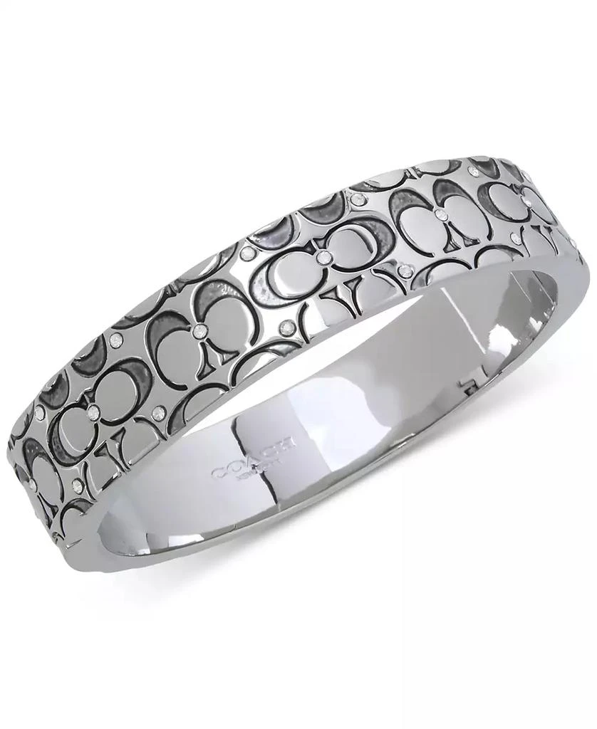 商品Coach|Silver-Tone Crystal Quilted C Bangle Bracelet,价格¥1101,第2张图片详细描述