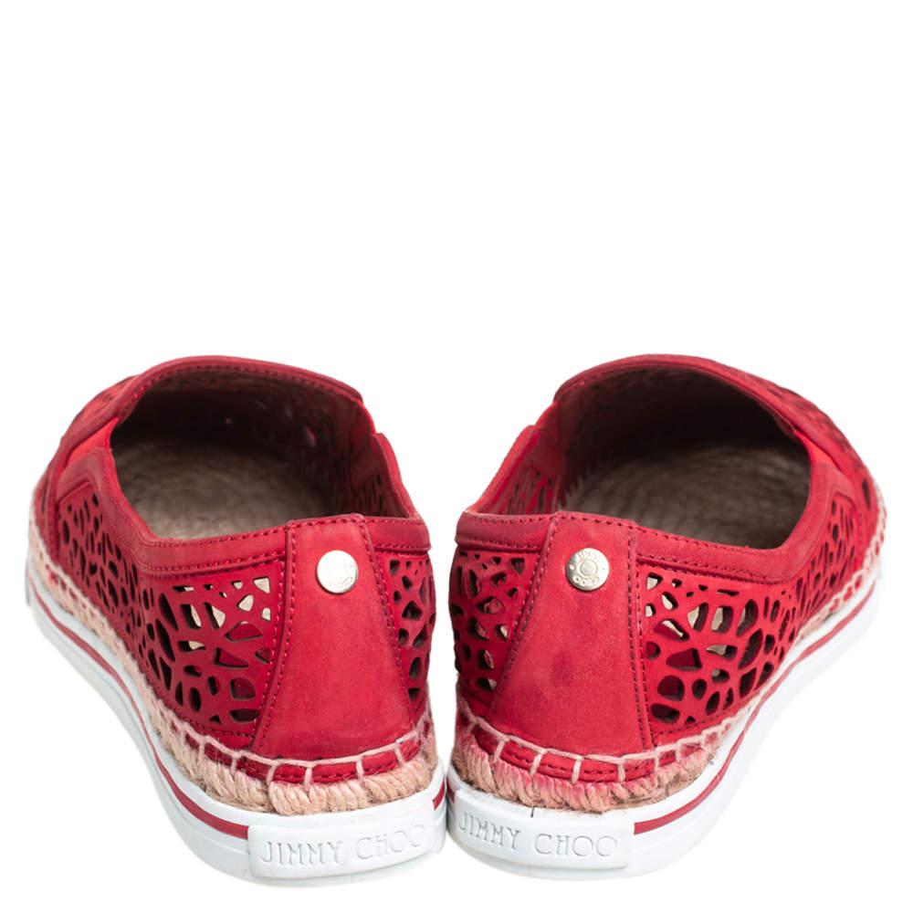 Jimmy Choo Red Laser Cut Nubuck Espadrilles Sneakers Size 38商品第5张图片规格展示