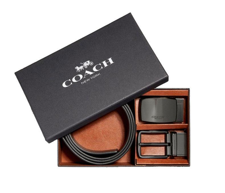 商品Coach|蔻驰 灰色logo双头 礼盒 皮带 F22540,价格¥1646,第4张图片详细描述