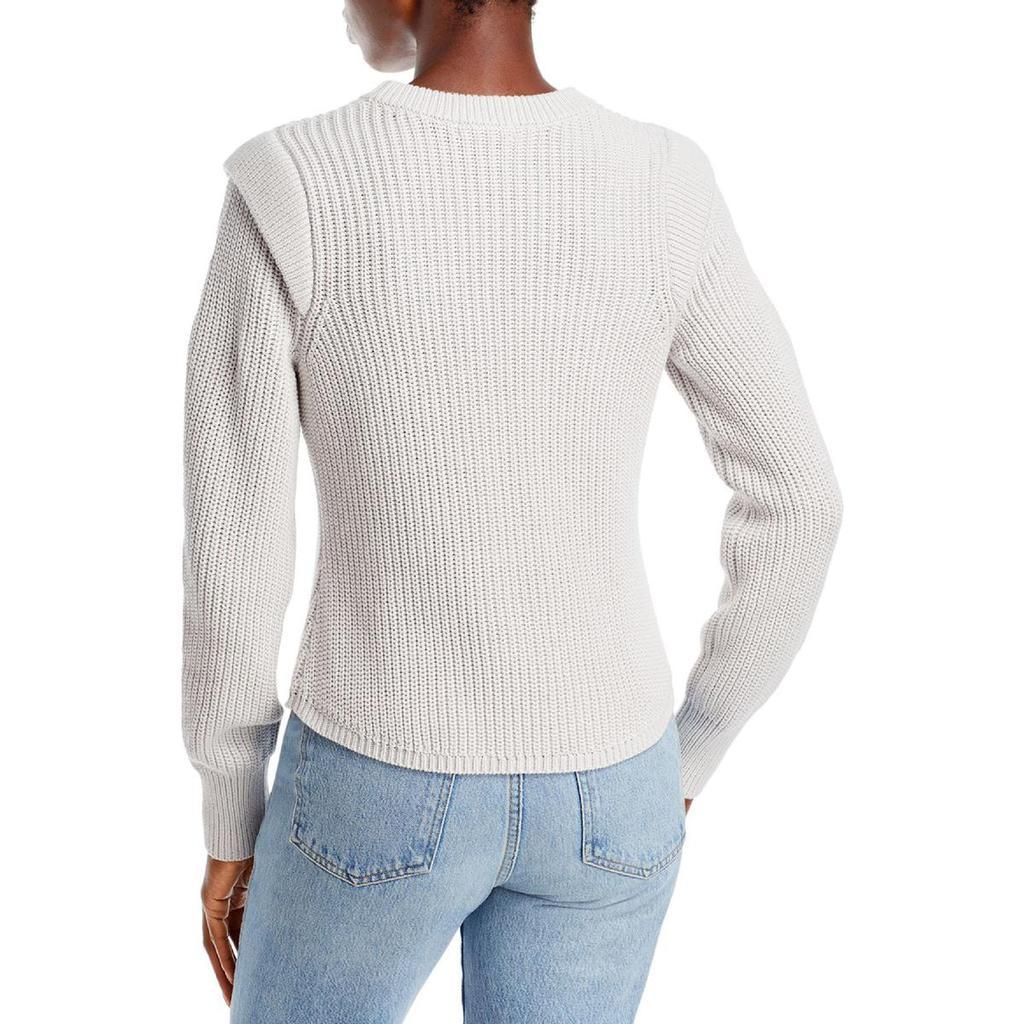 商品AQUA|Aqua Womens Cotton Ribbed Crewneck Sweater,价格¥150,第5张图片详细描述