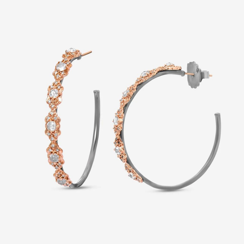 商品Armenta|Armenta Rose World 14K Rose Gold And Sterling Silver, White Sapphire 1.15ct. Tw. And Champagne Diamond Hoop Earrings,价格¥4347,第3张图片详细描述