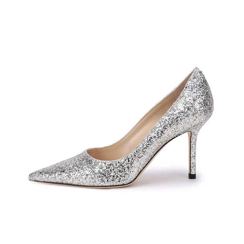 商品[国内直发] Jimmy Choo|女鞋 JIMMY CHOO 周仰杰 奢侈品女鞋 LOVE 系列女士尖头高跟鞋单鞋婚鞋 LOVE 85 LDD 214 PLATINUM 白金色,价格¥3105,第1张图片
