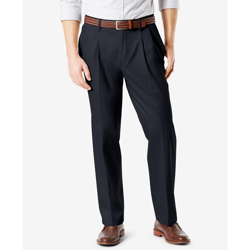 商品Dockers|Men's Signature Lux Cotton Relaxed Fit Pleated Creased Stretch Khaki Pants,价格¥463,第1张图片