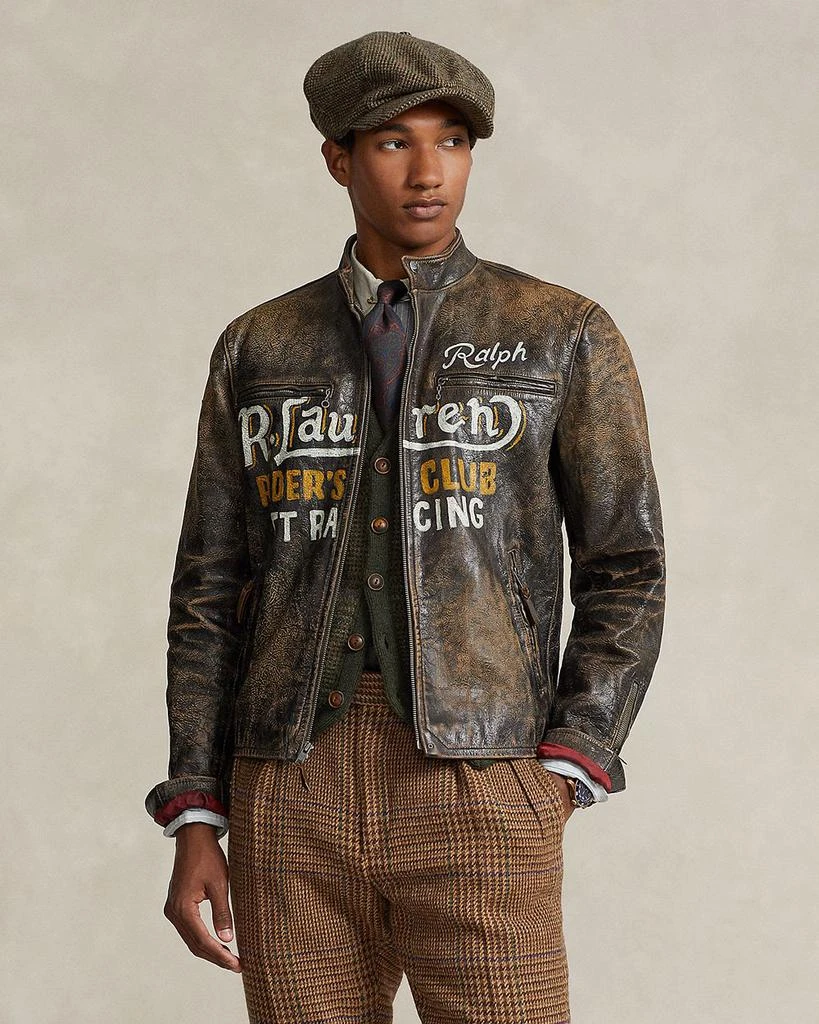 商品Ralph Lauren|Leather Hand Painted Café Racer Jacket,价格¥9543,第1张图片