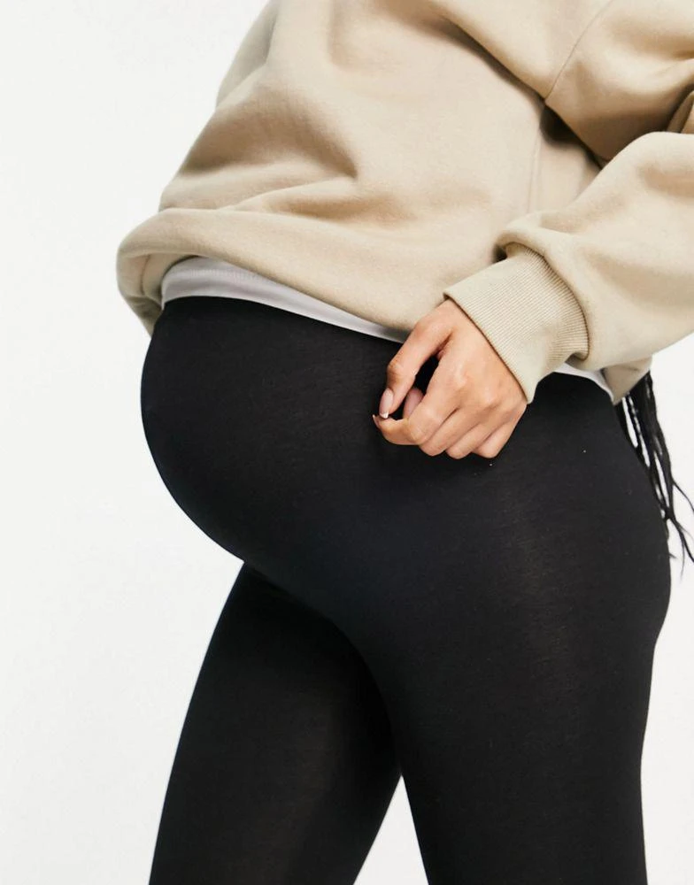 商品ASOS|ASOS DESIGN Maternity Petite over/under the bump premium supersoft leggings in cotton modal,价格¥73,第4张图片详细描述