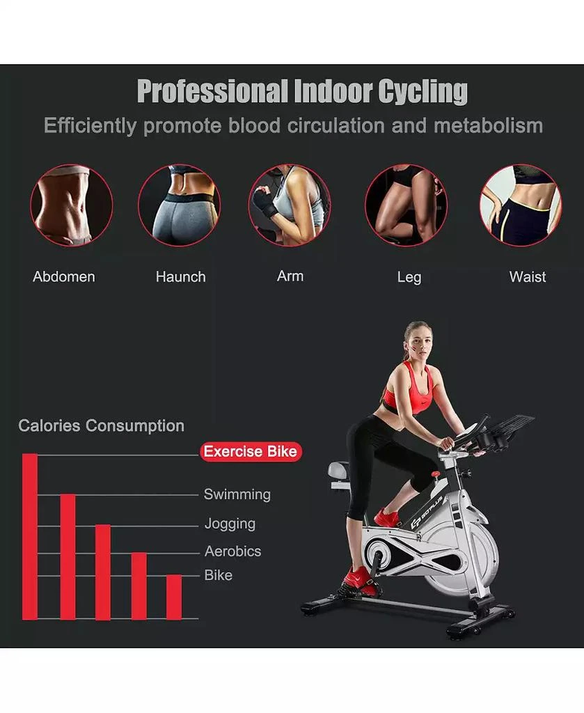 商品Costway|Indoor Stationary Exercise Cycle Bike Bicycle Workout,价格¥2344,第5张图片详细描述