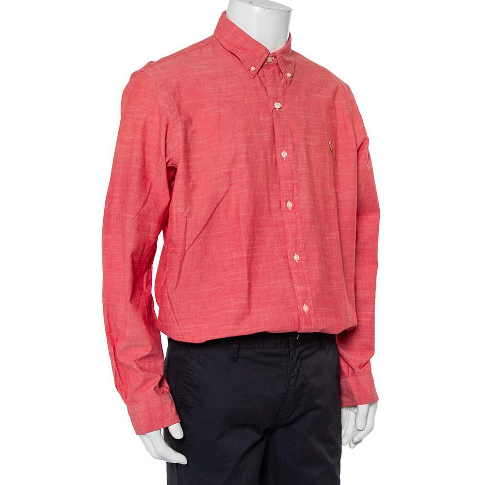 商品[二手商品] Ralph Lauren|Ralph Lauren Pink Cotton Logo Embroidered Button Front Shirt XL,价格¥912,第4张图片详细描述