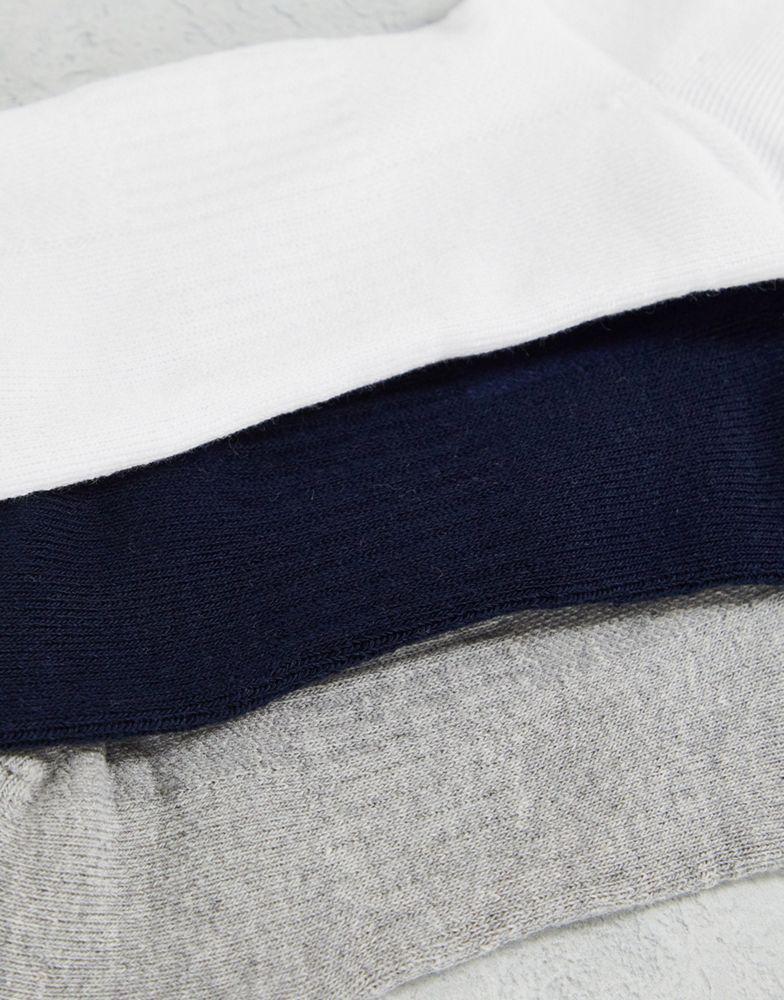 Polo Ralph Lauren 3 pack socks in white, grey, navy with pony stripe商品第4张图片规格展示