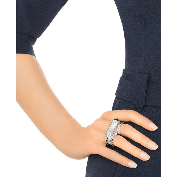 商品Swarovski|Silver-Tone Black & Clear Crystal Double Ring,价格¥2246,第4张图片详细描述
