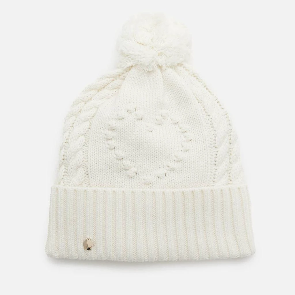 商品Kate Spade|Kate Spade New York Women's Heart Bobble Beanie - French Cream,价格¥324,第1张图片