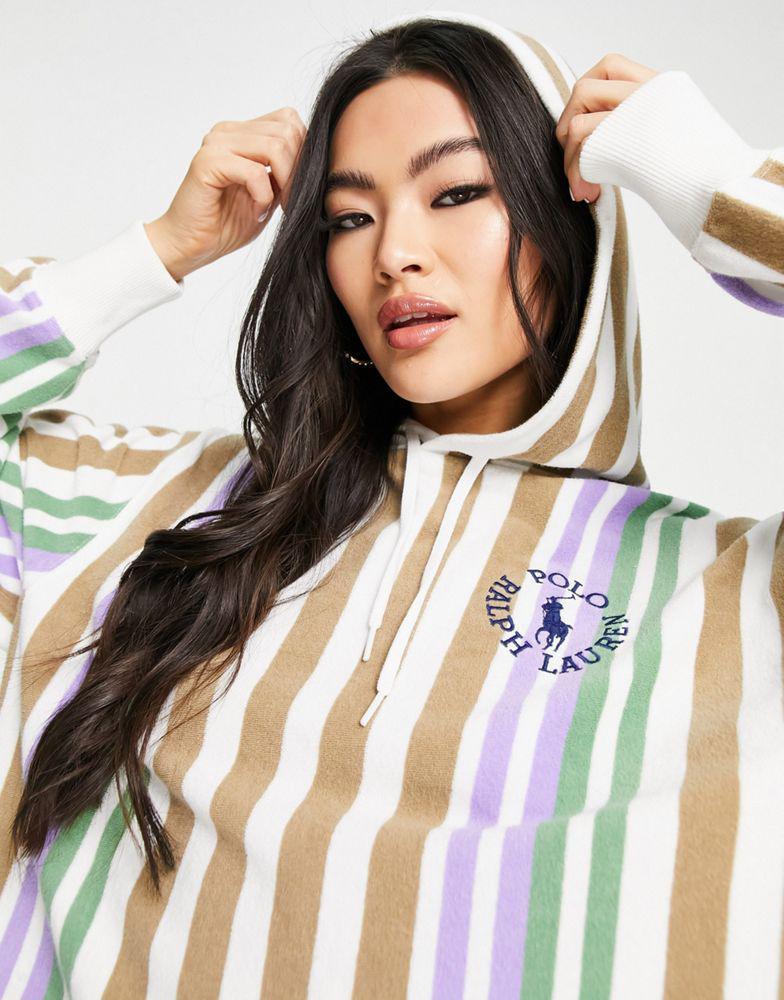 商品Ralph Lauren|Polo Ralph Lauren x ASOS exclusive collab co-ord logo terry towel hoodie in multi stripe,价格¥1035,第1张图片