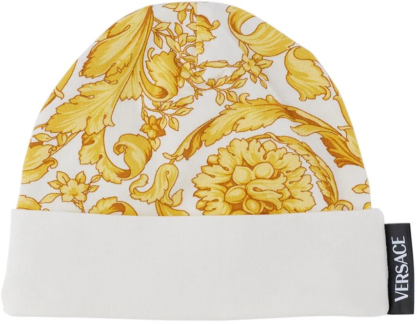 商品Versace|白色 & 金色 Barocco 婴儿毛线帽,价格¥436,第2张图片详细描述