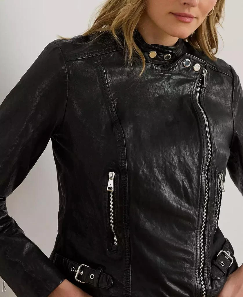 商品Ralph Lauren|Women's Tumbled Leather Moto Jacket,价格¥3706,第3张图片详细描述