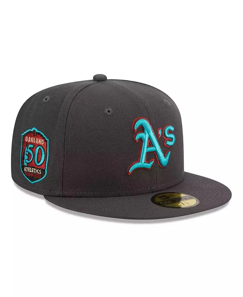 商品New Era|Men's Graphite Oakland Athletics Print Undervisor 59FIFTY Fitted Hat,价格¥355,第1张图片