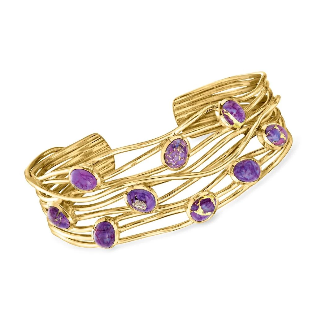 商品Ross-Simons|Purple Turquoise Highway Cuff Bracelet in 18kt Gold Over Sterling,价格¥2052,第1张图片