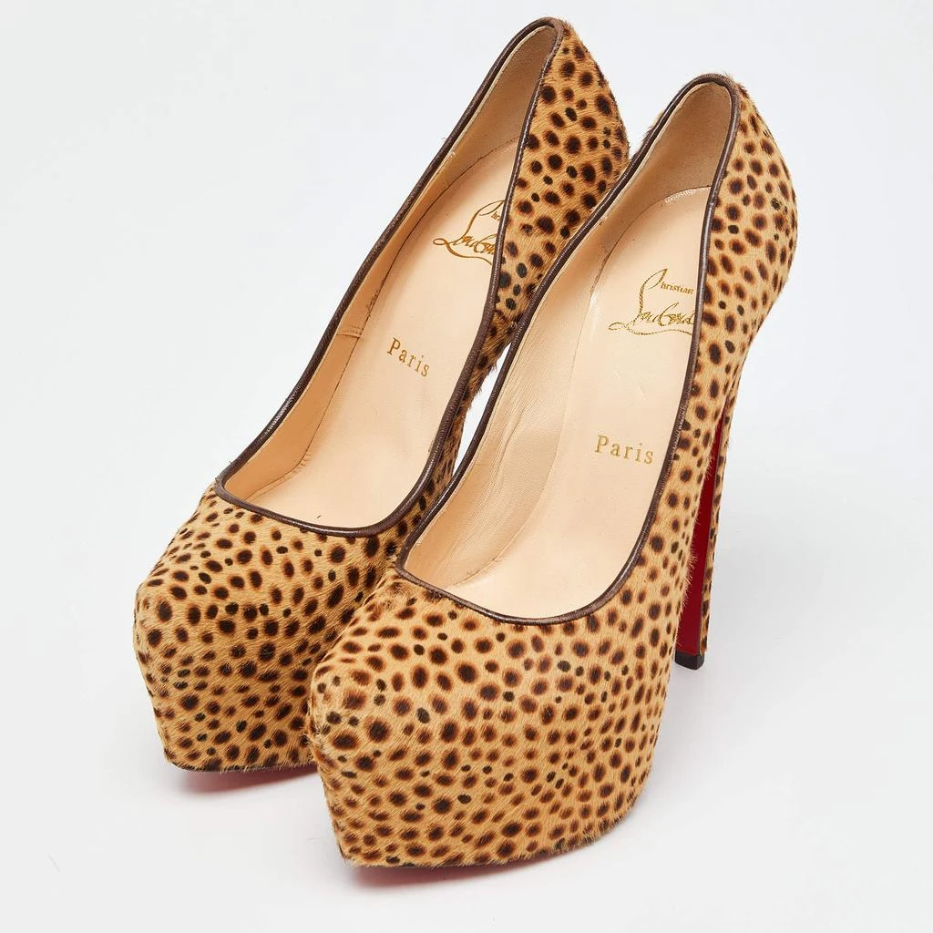 商品[二手商品] Christian Louboutin|Christian Louboutin Beige/Black Leopard Print Calfhair Daffodile Platform Pumps Size 39,价格¥2633,第2张图片详细描述