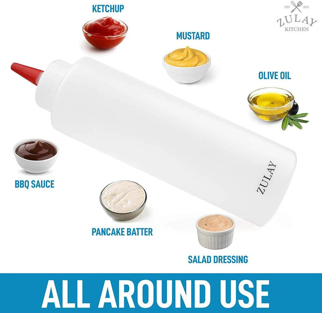 商品Zulay Kitchen|Plastic Condiment Squeeze Bottle with Caps 17 oz,价格¥127,第4张图片详细描述