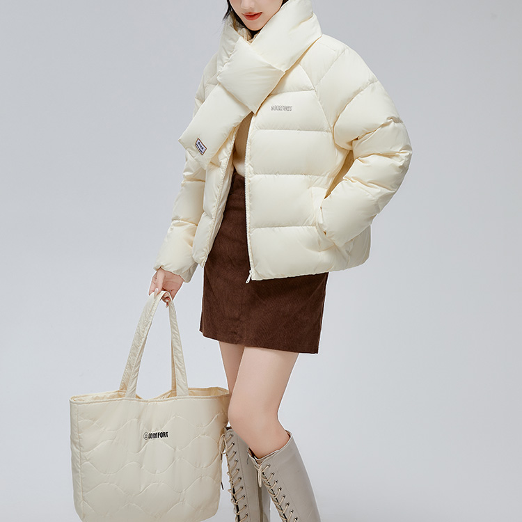 HS LOVE'S2022年新款轻薄羽绒服女冬季短款防风保暖白鸭绒宽松潮-白色商品第1张图片规格展示