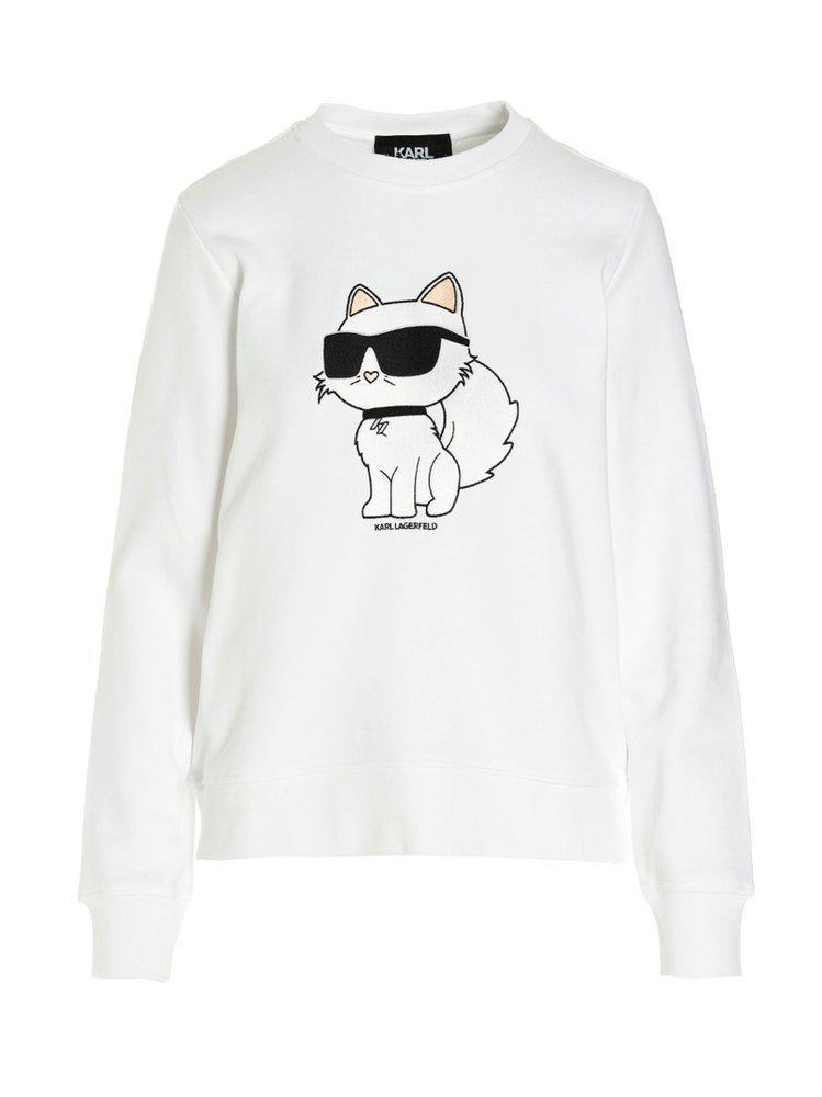 商品Karl Lagerfeld Paris|Karl Lagerfeld Ikonik 2.0 Choupette Crewneck Sweatshirt,价格¥668,第1张图片